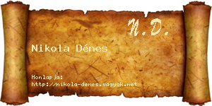 Nikola Dénes névjegykártya